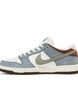 Side of Nike SB Dunk Low Yuto Horigome in white and light grey
