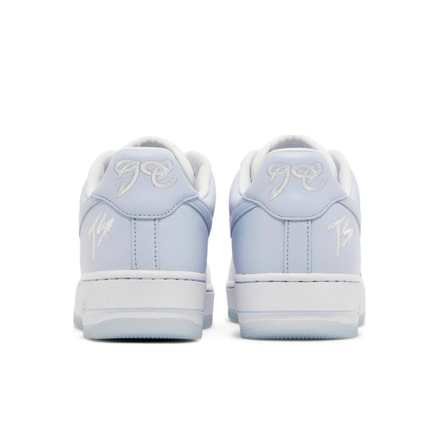 Heels of Nike Air Force 1 QS Terror Squad Loyalty in White and Porpoise Blue