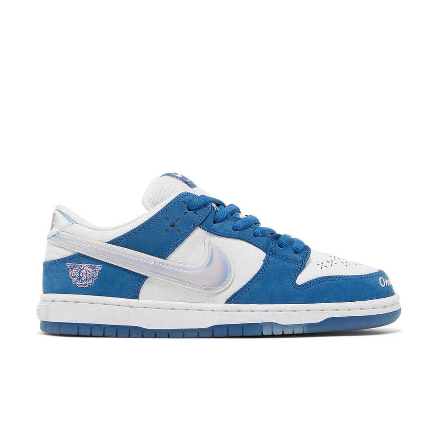 Side of Nike SB Dunk Low Born x Raised One Block at a Time in Blue and White