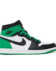 Side of Jordan 1 retro high go lucky green in white and green