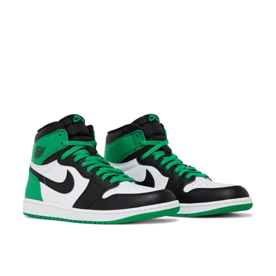 Pair of Jordan 1 retro high go lucky green in white and green