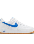 Side of the Nike Air Force 1 07 Colour of the Month Varsity Royal Gum sneakers in white and blue