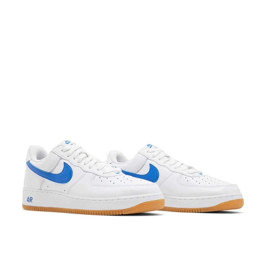A pair of Nike Air Force 1 07 Colour of the Month Varsity Royal Gum sneakers in white and blue