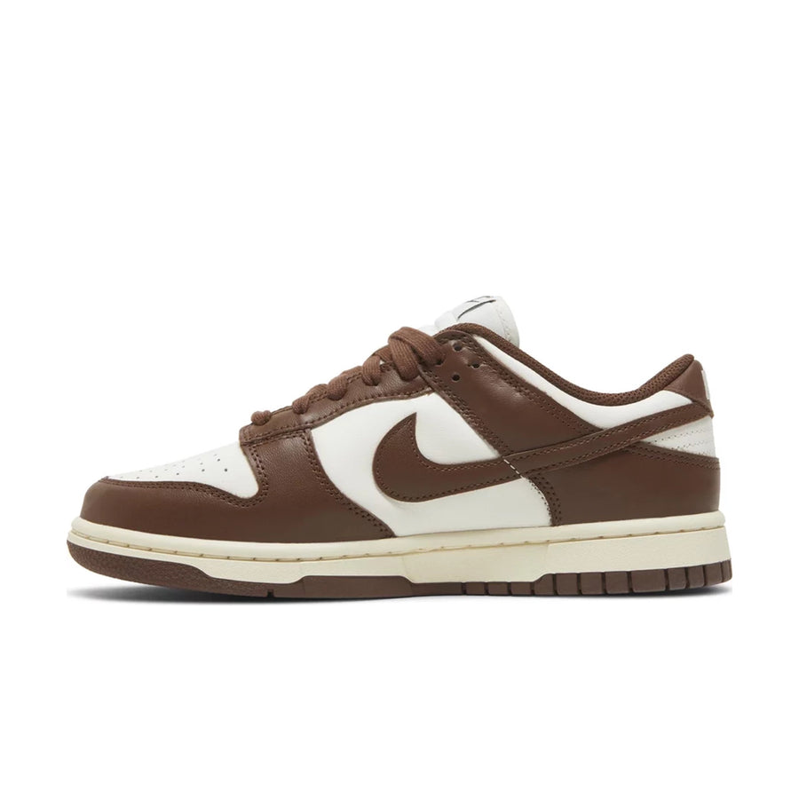 Side of Nike Dunk Low Cacao Wow (W) in white and brown