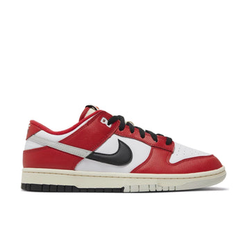 Side of Dunk Low Chicago Split in red, black and white