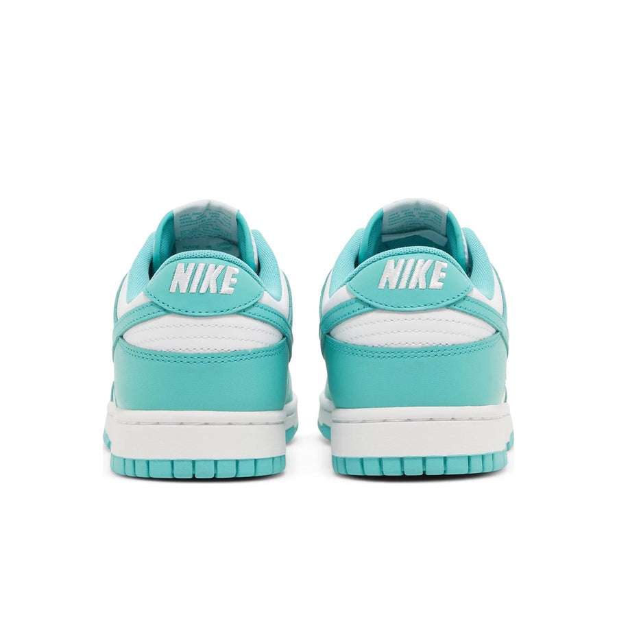 Heels of Nike Dunk Low Clear Jade in White and Jade