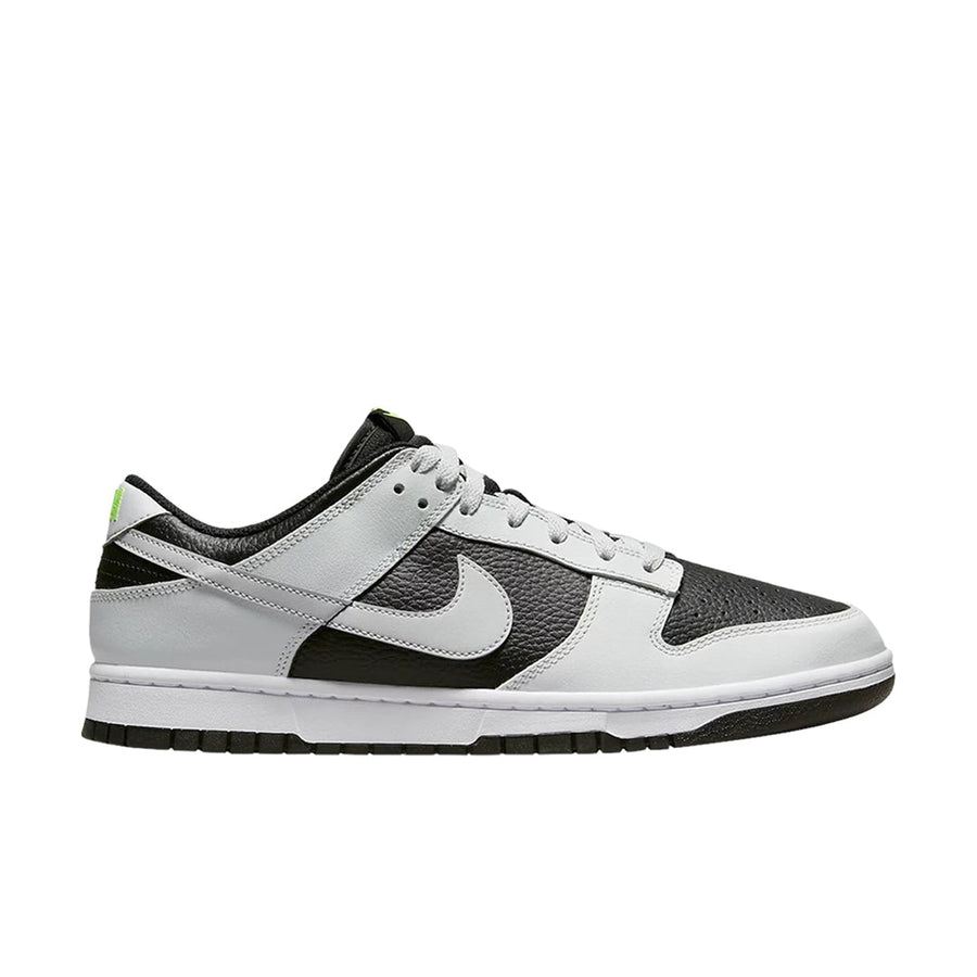 Side of Nike Dunk Low Grey Panda Volt in Grey and Black