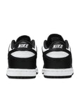 Heel of the pre-school version of the Nike dunk low in a black white "Panda" colour
