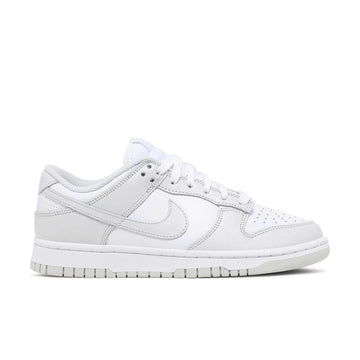 side of Nike Dunk Low photon dust in white and grey