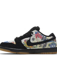 Side of Nike SB Dunk Low Supreme Rammellzee in black and multi-coloured