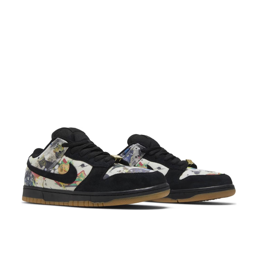 Pair of Nike SB Dunk Low Supreme Rammellzee in black and multi-coloured