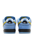 Heels of Nike Dunk SB Low The Powerpuff Girls Bubbles in blue and yellow