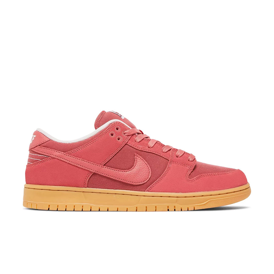 Side of Nike SB Dunk Adobe in pink and red