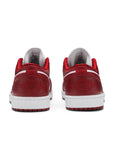 Heels of Jordan 1 low gym red white in red and white