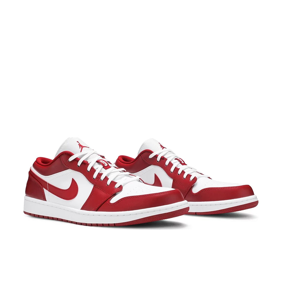Pair of Jordan 1 low gym red white in red and white