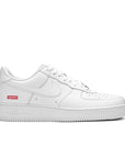 Side of the Nike Air Force 1 Low Supreme White sneaker in white