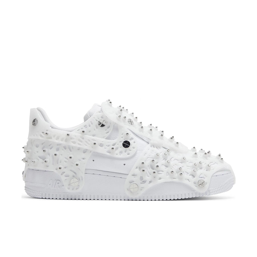 Side of the Nike Air Force 1 Low Swarovski Retroflective Crystals womens shoes in white