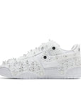 Side of the Nike Air Force 1 Low Swarovski Retroflective Crystals womens shoes in white