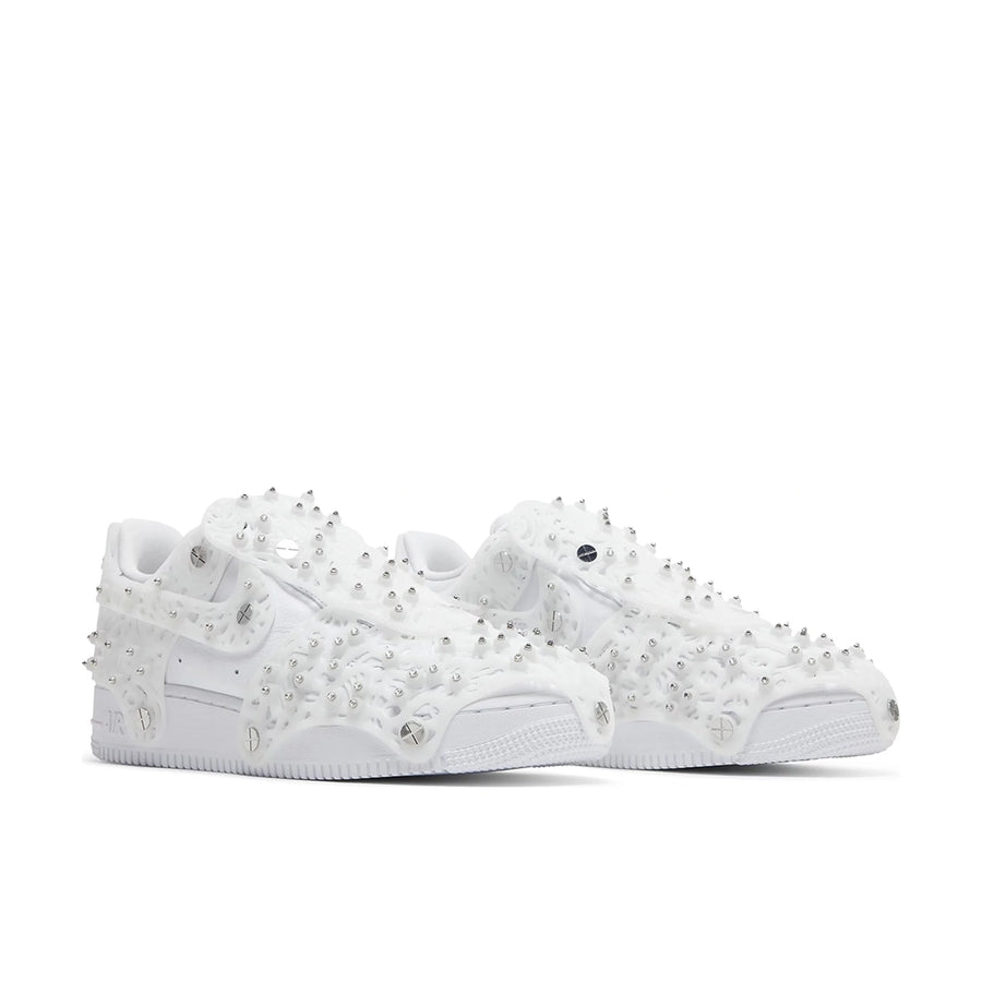 A pair of Nike Air Force 1 Low Swarovski Retroflective Crystals womens shoes in white