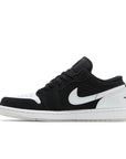 Side of Nike Air Jordan 1 Low Diamond Shorts basketball shoes are in a white, black and durabuck  colourway.