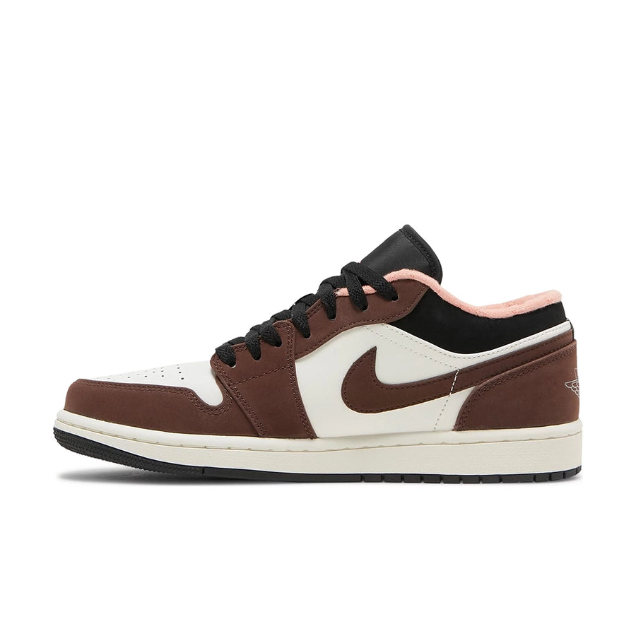 Side of the Nike Air Jordan 1 Low Mocha sneakers white, brown and pink