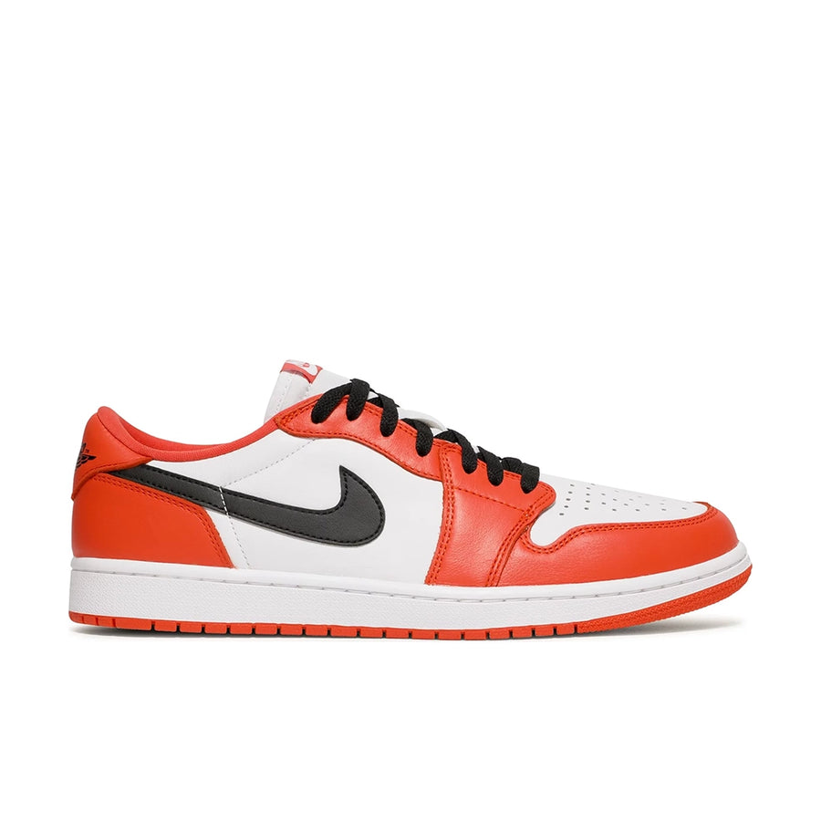 Side of the Nike Air Jordan 1 Low Starfish sneakers in orange and white