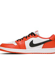 Side of the Nike Air Jordan 1 Low Starfish sneakers in orange and white
