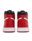 Heels of the Nike Air Jordan 1 Retro High OG Heritage basketball shoes in red and white