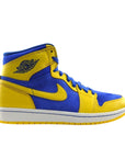 Side of the Nike Air Jordan 1 Retro High OG Laney basketball shoes in yellow and blue