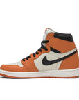 Side of the Nike Air Jordan 1 Retro Reverse Shattered Backboard basketball sneakers in orange and white