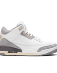 Side of Nike Jordan Air 3 A Ma Maniere basketball shoes in a white grey and subtle cream colour