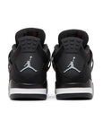Heels of the Nike Air Jordan 4 retro black canvas basketball shoes are in an all black colourway.