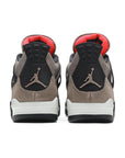 Heels of the Nike Air Jordan 4 Retro Taupe Haze basketball sneakers in taupe