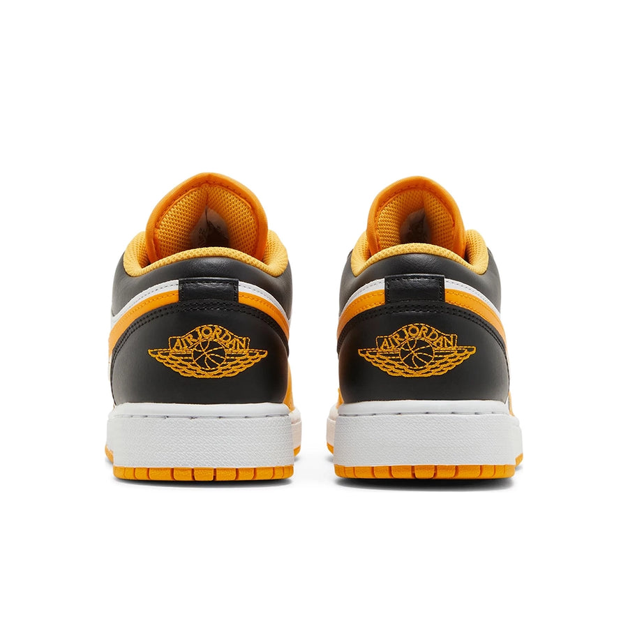 Heels of the grade school Nike Air Jordan 1 Low Taxi children shoes in black, yellow and white