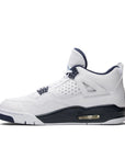 Side of the Nike Air Jordan 4 Retro Columbia 2015 basketball shoes in white and blue