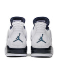 Heels of the Nike Air Jordan 4 Retro Columbia 2015 basketball shoes in white and blue