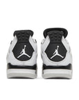 Heels of the grade school kids Nike Air Jordan 4 military black basketball shoes in white and black