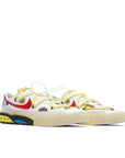 A pair of Nike Blazer Low Off-White University Red sneaker in white