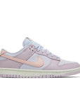 Side of the Nike dunk low womens shoes in pink and light purple colour