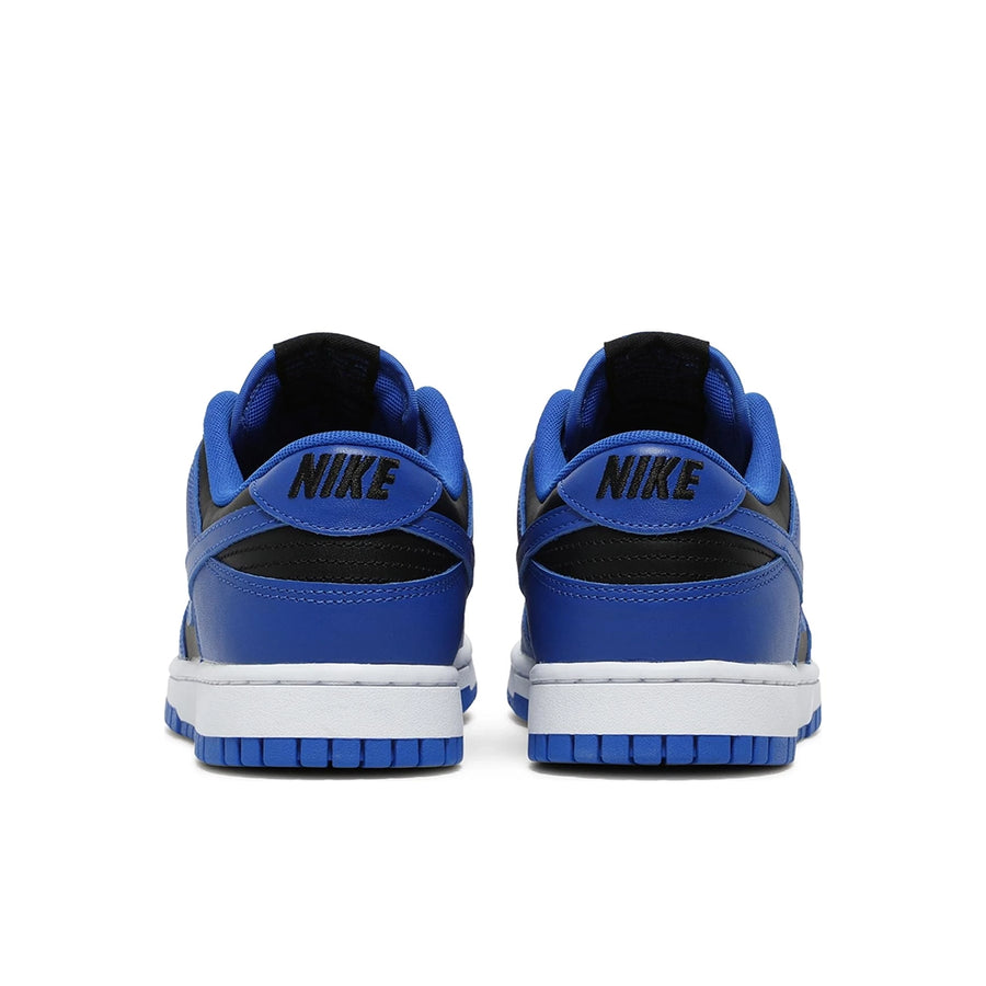 Heel of the Nike dunk low in a black hyper cobalt colour