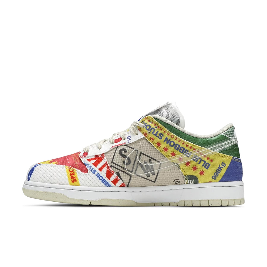 Side of the Nike dunk low city market in a multi colour