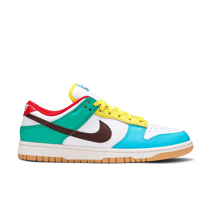 Side of the Nike dunk low free 99 white basketball shoes in multicolour