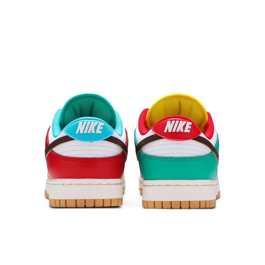 Heel of the Nike dunk low free 99 white basketball shoes in multicolour