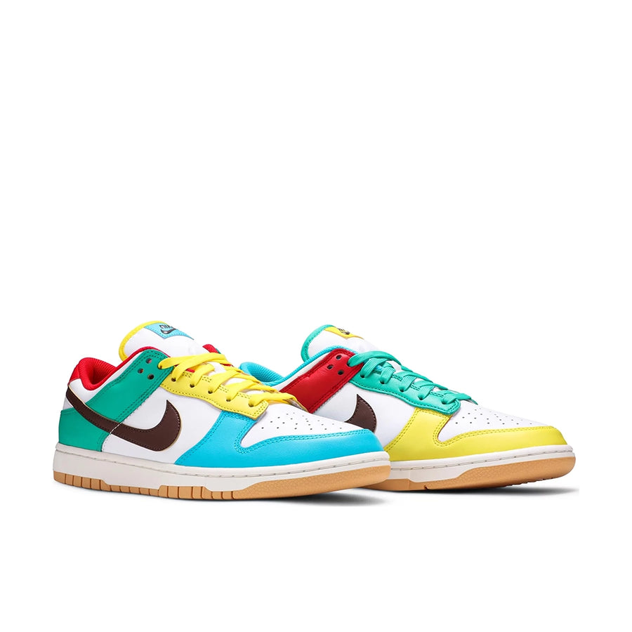 A pair of the Nike dunk low free 99 white basketball shoes in multicolour
