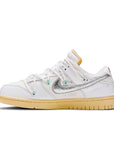 Side of the Nike Dunk Low Off White Lot 1 sneakers in white