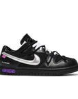 Side of the Nike Dunk Low Off White Lot 50 sneakers in black
