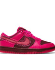 Side of the Nike Dunk Low Valentines Day 2022 womens sneakers in pink and red