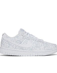 Side of the Nike Dunk Low White Paisley womens sneakers in white and grey paisley