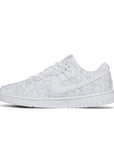 Side of the Nike Dunk Low White Paisley womens sneakers in white and grey paisley