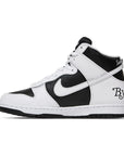 Side of the Nike sb dunk high supreme basketball shoes in white black colour